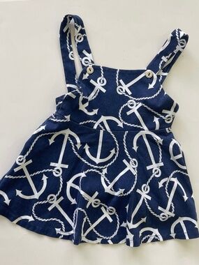 Ralph Lauren Baby Girls Navy Anchor Print Sun Dress size 12M